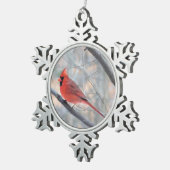 Rood kardinaal profiel Pewter Ornament (Rechts)