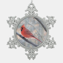 Rood kardinaal profiel Pewter Ornament