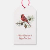 Rood kardinaal ringpijn met kerst cadeaulabel (Voorkant)