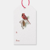 Rood kardinaal ringpijn met kerst cadeaulabel (Achterkant)