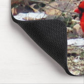 Rood kardinaal vogel in bladeren muismat (Hoek)