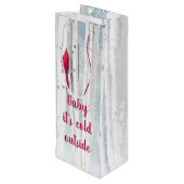 Rood kardinaal vogel in snowy Birch-boomcitaat Wijn Cadeautas (Achterkant Gekanteld)