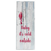 Rood kardinaal vogel in snowy Birch-boomcitaat Wijn Cadeautas (Voorkant)