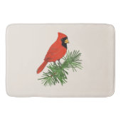 Rood kardinaal vogel op pijnboom badmat (Voorkant)
