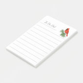 Rood kardinaal vogel op pijnboom post-it® notes (Schuin)