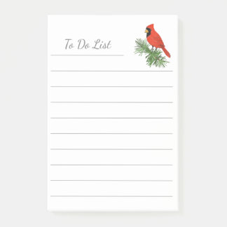 Rood kardinaal vogel op pijnboom post-it® notes