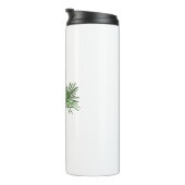 Rood kardinaal vogel op pijnboom thermosbeker (Geroteerd rechts)