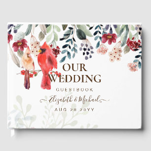 Rood kardinaal vogeltrekkerboek gastenboek