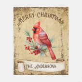  rood kardinaal vrolijk kerstfeest fleece deken (Voorkant)