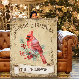 rood kardinaal vrolijk kerstfeest fleece deken