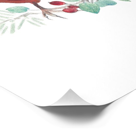 Rood kardinaal Waterverf Foto afdrukken (Hoek)