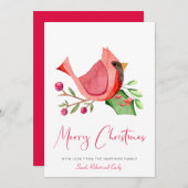 Rood kardinaal Waterverf Minimale kerst Feestdagenkaart (Voorkant / Achterkant)