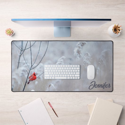  rood kardinaal winter sneeuw vogel elegant bureaumat (Kantoor 1)