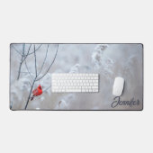  rood kardinaal winter sneeuw vogel elegant bureaumat (Keyboard & Muis)