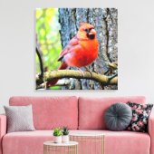 Rood kardinaal zomervierkant afdrukken (Insitu (Woonkamer))