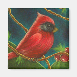 ROOD KARDINAALVOGEL MAGNEET