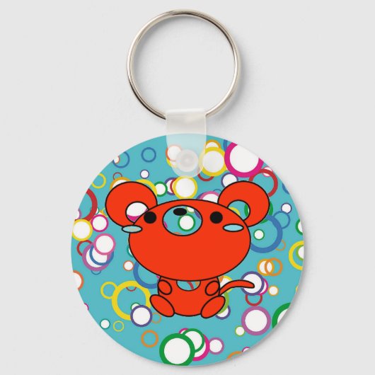 Rood Kat op Sleutelhanger met gekleurde cirkels (Voorkant)