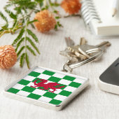 Rood Keltische drakenvlag Gecontroleerde mystieke  Sleutelhanger (Zijkant)