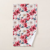 rood kersenbloemenpatroon bad handdoek (Handdoek)