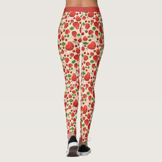  rood kersenfruit boomgaard patroon leggings (Achterkant)