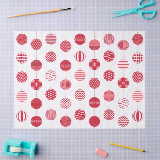 Rood Kerst Bal Patroon Tissue Paper Tissuepapier (Craft)