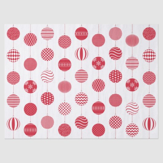 Rood Kerst Bal Patroon Tissue Paper Tissuepapier (Voorkant)