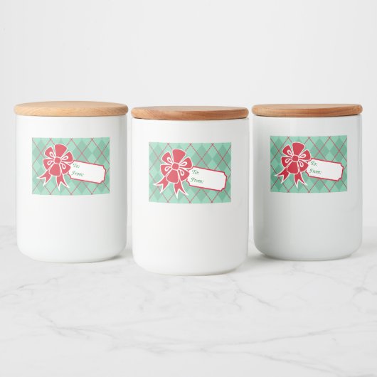 Rood Kerst Bow Gift Label Eten Labels Voedselcontainer Etiket (Flessen)