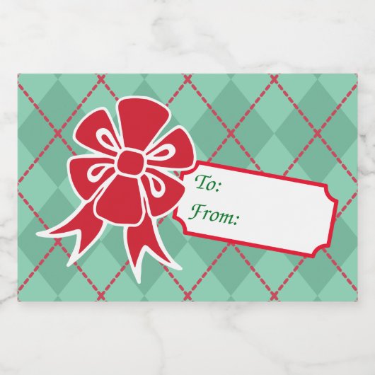 Rood Kerst Bow Gift Label Eten Labels Voedselcontainer Etiket (Enkel label)