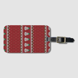 Rood Kerst Brei Appel Patroon   Winter Vakantie  Bagagelabel