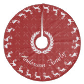 Rood kerst kerstfamilie naam rendierpijlen fleece kerstboom rok (Voorkant)