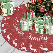 Rood kerst kerstfamilie naam rendierpijlen fleece kerstboom rok
