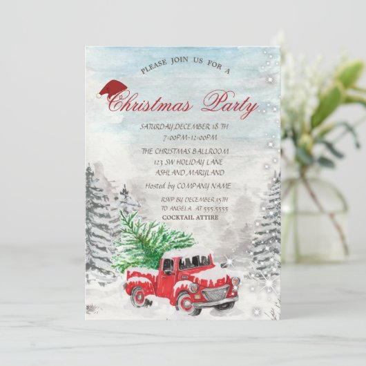 Rood kerst met bomen kaart (Staand voorkant)