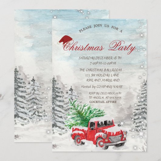 Rood kerst met bomen kaart (Voorkant / Achterkant)