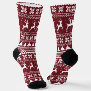 Rood Kerst Reindeer Kerstmis Trui Patroon Sokken
