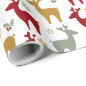 Rood Kerst Rendier Patroon#12 ID1009 Cadeaupapier (Rol Hoek)