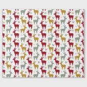 Rood Kerst Rendier Patroon#12 ID1009 Cadeaupapier (Vlak)