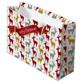 Rood Kerst Rendier Patroon#12 ID1009 Groot Cadeauzakje (Voorkant Gekanteld)