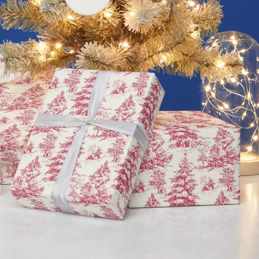 Rood Kerst Toile Wrapping Paper Cadeaupapier (Feestdagen)