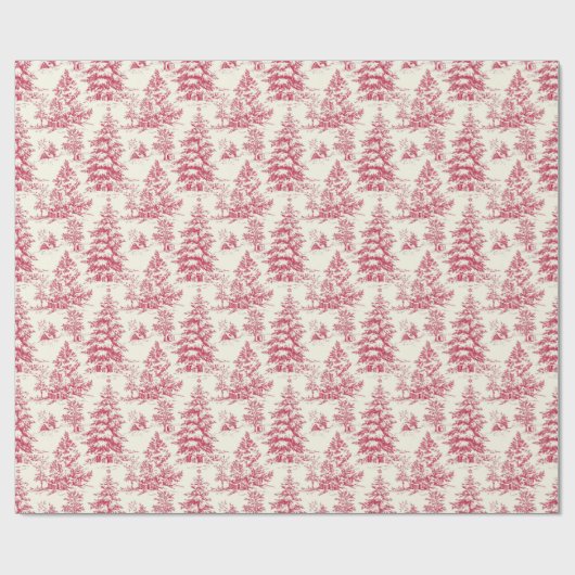 Rood Kerst Toile Wrapping Paper Cadeaupapier (Vlak)