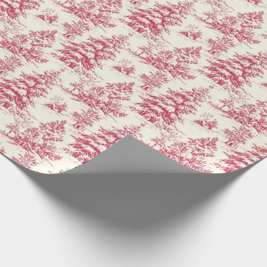 Rood Kerst Toile Wrapping Paper Cadeaupapier (Hoek)