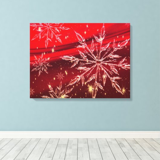 Rood kerstachtergrond canvas afdruk (Insitu (Houten vloer))