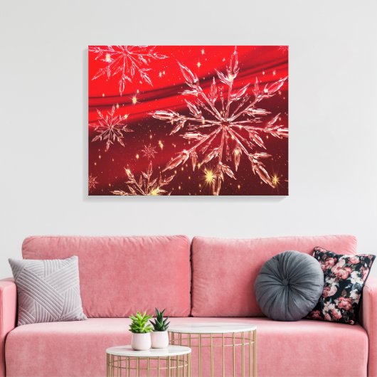 Rood kerstachtergrond canvas afdruk (Insitu (Woonkamer))