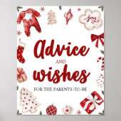 Rood kerstadvies en wensen Baby shower teken Poster (Voorkant)