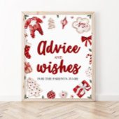 Rood kerstadvies en wensen Baby shower teken Poster