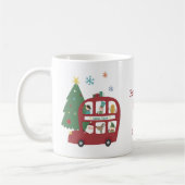 Rood kerstbal Bus Bus Child Name Love Santa Koffiemok (Links)