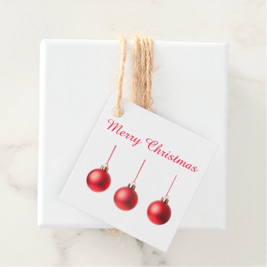 Rood kerstbal decoratieve foto met tekst bedankjes labels (In situ)