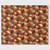 Rood kerstbal met gouden design en fir-kloon cadeaupapier (Vlak)