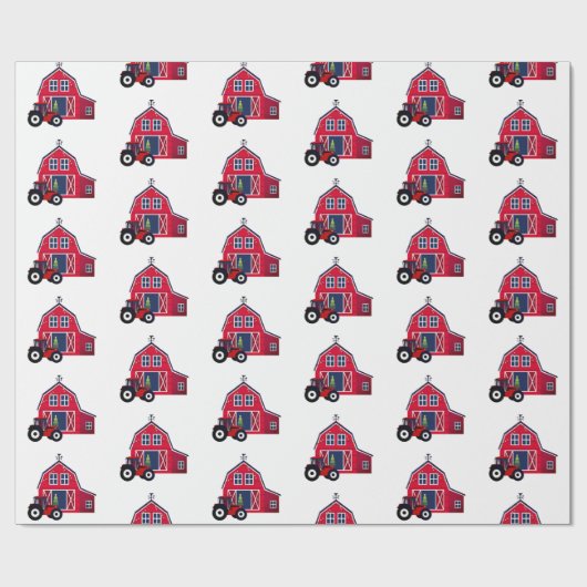 Rood kerstbal met tractor cadeaupapier (Vlak)