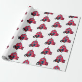 Rood kerstbal met tractor cadeaupapier (Uitgerold)