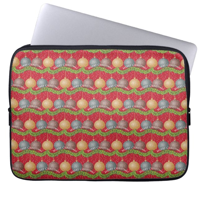 ROOD Kerstbal ornamenten patroon Laptop Sleeve (Voorkant)